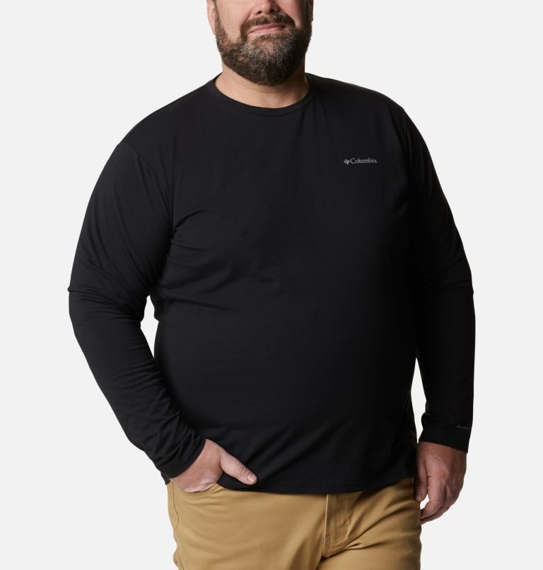 Men's Columbia Sun Trek Long Sleeve Sweatshirts Black | Plus Size CA-F1540